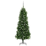 vidaXL Umelý vianočný stromček s LED a súprava gulí 240cm zelený