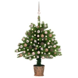 vidaXL Umelý vianočný stromček s LED a súprava gulí 90cm zelený