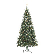 vidaXL Umelý vianočný stromček s LED a súpravou gulí 210cm