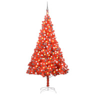 vidaXL Umelý vianočný stromček s LED a súpravou gulí 210cm červený PVC - cena, porovnanie