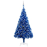 vidaXL Umelý vianočný stromček s LED a súpravou gulí 210cm modrý PVC - cena, porovnanie