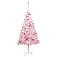 vidaXL Umelý vianočný stromček s LED a súpravou gulí 210cm ružový PVC - cena, porovnanie