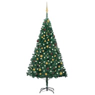 vidaXL Umelý vianočný stromček s LED a súpravou gulí 210cm zelený PVC - cena, porovnanie