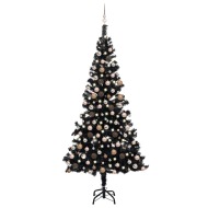 vidaXL Umelý vianočný stromček s LED a súpravou gulí 240cm čierny PVC - cena, porovnanie