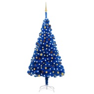 vidaXL Umelý vianočný stromček s LED a súpravou gulí 240cm modrý PVC - cena, porovnanie