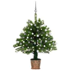 vidaXL Umelý vianočný stromček s LED a súpravou gulí 65cm zelený