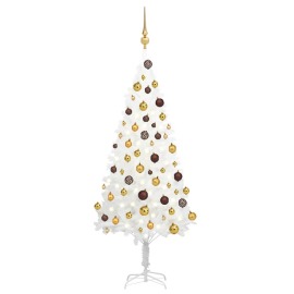 vidaXL Umelý vianočný stromček s LED a súpravou gulí biely 120cm