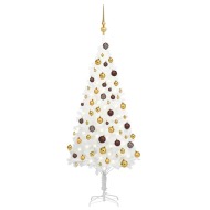 vidaXL Umelý vianočný stromček s LED a súpravou gulí biely 120cm - cena, porovnanie
