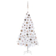 vidaXL Umelý vianočný stromček s LED a súpravou gulí biely 120cm PVC - cena, porovnanie