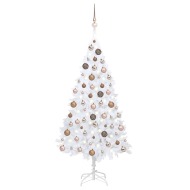 vidaXL Umelý vianočný stromček s LED a súpravou gulí biely 150cm PVC - cena, porovnanie