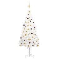 vidaXL Umelý vianočný stromček s LED a súpravou gulí biely 210cm - cena, porovnanie