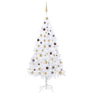 vidaXL Umelý vianočný stromček s LED a súpravou gulí biely 210cm PVC - cena, porovnanie