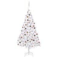 vidaXL Umelý vianočný stromček s LED a súpravou gulí biely 210 PVCcm - cena, porovnanie