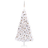 vidaXL Umelý vianočný stromček s LED a súpravou gulí biely 300cm - cena, porovnanie
