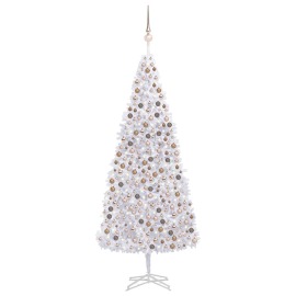 vidaXL Umelý vianočný stromček s LED a súpravou gulí biely 500cm