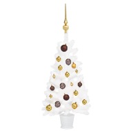 vidaXL Umelý vianočný stromček s LED a súpravou gulí biely 90cm - cena, porovnanie
