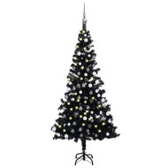 vidaXL Umelý vianočný stromček s LED a súpravou gulí čierny 150cm PVC - cena, porovnanie