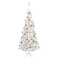 vidaXL Umelý vianočný stromček s LED a súpravou gulí L 240cm biely - cena, porovnanie