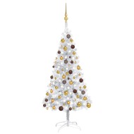 vidaXL Umelý vianočný stromček s LED a súpravou gulí strieborný 150cm - cena, porovnanie