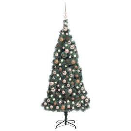 vidaXL Umelý vianočný stromček s LED a súpravou gulí zelený 120cm PVC&PE