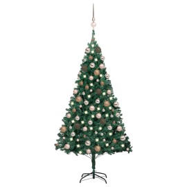 vidaXL Umelý vianočný stromček s LED a súpravou gulí zelený 180cm PVC
