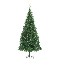 vidaXL Umelý vianočný stromček s LED a súpravou gulí zelený 300cm - cena, porovnanie