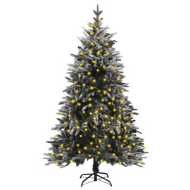 vidaXL Umelý vianočný stromček s LED a vločkami snehu 180cm PVC a PE