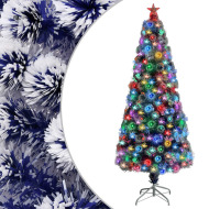 vidaXL Umelý vianočný stromček s LED biela a modrá 180cm optické vlákno - cena, porovnanie