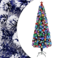 vidaXL Umelý vianočný stromček s LED biela a modrá 210cm optické vlákno - cena, porovnanie