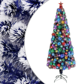 vidaXL Umelý vianočný stromček s LED biela a modrá 240cm optické vlákno