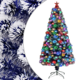 vidaXL Umelý vianočný stromček s LED biela a modrá 64cm optické vlákno