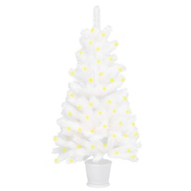 vidaXL Umelý vianočný stromček s LED biely 65cm