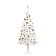 vidaXL Umelý vianočný stromček s LED so súpravou gulí biely 120cm
