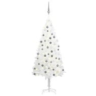vidaXL Umelý vianočný stromček s LED so súpravou gulí biely 150cm - cena, porovnanie