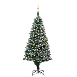 vidaXL Umelý vianočný stromček s LED, súpravou gulí a šiškami 240cm