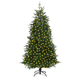vidaXL Umelý vianočný stromček s LED zelený 240cm PVC a PE