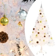 vidaXL Umelý vianočný stromček s ozdobami a LED diódami 150cm biely - cena, porovnanie