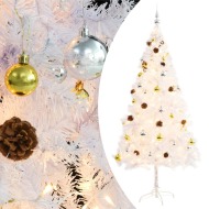 vidaXL Umelý vianočný stromček s ozdobami a LED diódami 180cm biely - cena, porovnanie