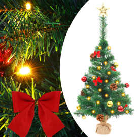 vidaXL Umelý vianočný stromček s ozdobami a LED diódami 64cm zelený