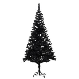 vidaXL Umelý vianočný stromček s podstavcom, čierny 210 cm , PVC