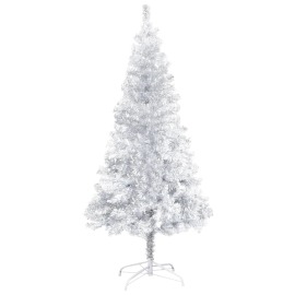 vidaXL Umelý vianočný stromček s podstavcom strieborný 120cm PET