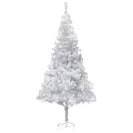 vidaXL Umelý vianočný stromček s podstavcom strieborný 240cm PET