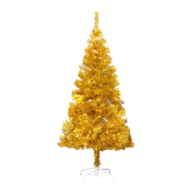 vidaXL Umelý vianočný stromček s podstavcom, zlatý 150 cm , PET
