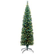 vidaXL Úzky umelý vianočný stromček s LED a podstavcom zelený 120cm - cena, porovnanie