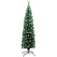 vidaXL Úzky umelý vianočný stromček s LED a podstavcom zelený 150cm - cena, porovnanie