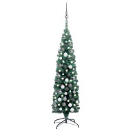 vidaXL Úzky umelý vianočný stromček s LED a sadou gulí zelený 120cm - cena, porovnanie