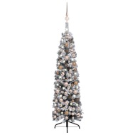 vidaXL Úzky umelý vianočný stromček s LED a sadou gulí zelený 150cm - cena, porovnanie