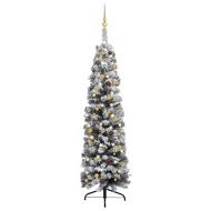 vidaXL Úzky umelý vianočný stromček s LED a sadou gulí zelený 180cm - cena, porovnanie