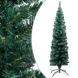 vidaXL Úzky umelý vianočný stromček s podstavcom zelený 120cm PVC