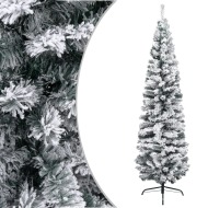 vidaXL Úzky umelý vianočný stromček, zasnežený, zelený 180 cm , PVC - cena, porovnanie